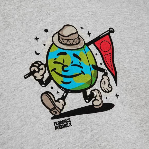 FLORENCE MARINE X MISTER GLOBE Hoodie Sweatshirt Men's Gray Save the Earth NWT - Picture 7 of 7
